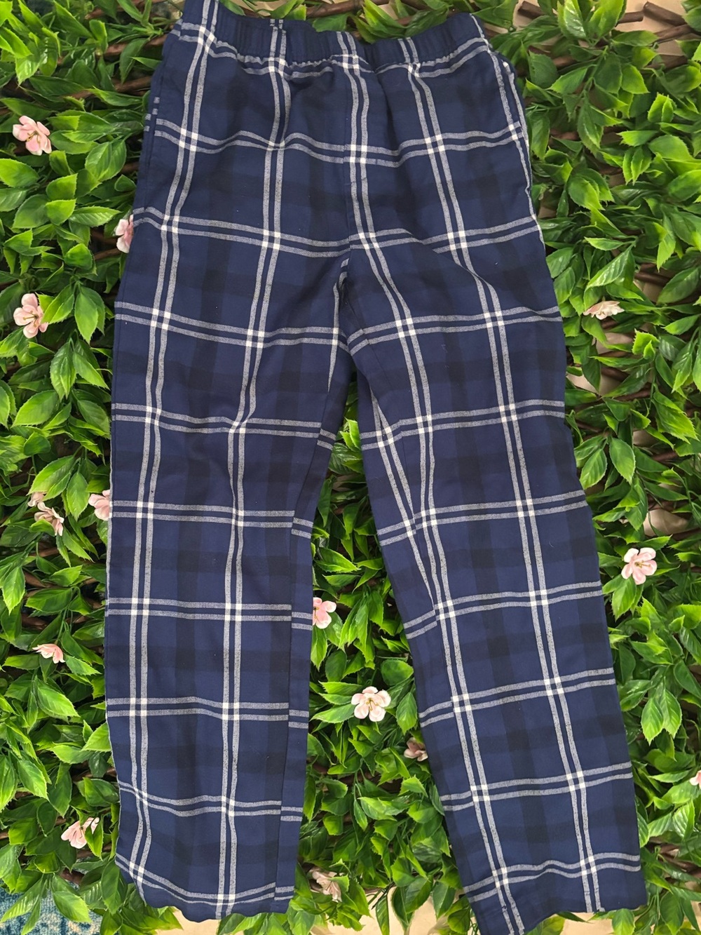 Old Navy Navy Plaid Pull-On Kids Pants XL